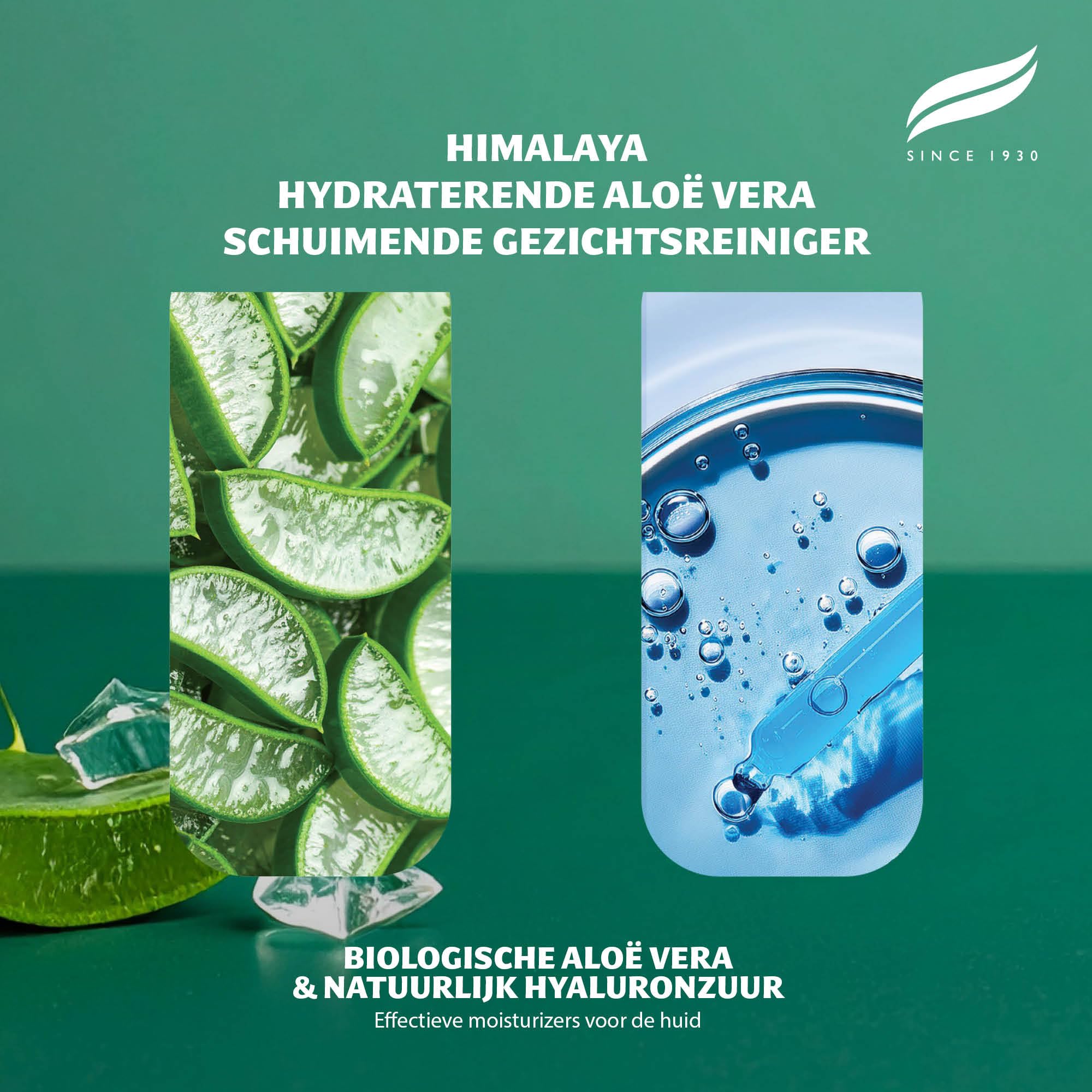 Himalaya Detergente Schiumogeno Idratante con Aloe Vera Biologica e Acido Ialuronico Naturale, per pelle secca e spenta, 98% ingredienti di origine naturale, dermatologicamente testato, 150 ml