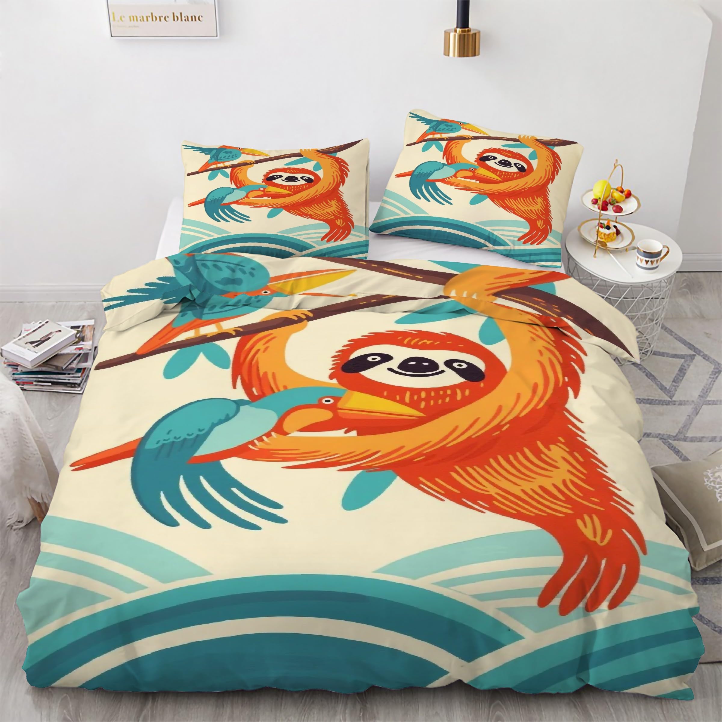 Parure de lit toucan 240x260 cm avec housse de couette en microfibre et 2 taies KG5280
