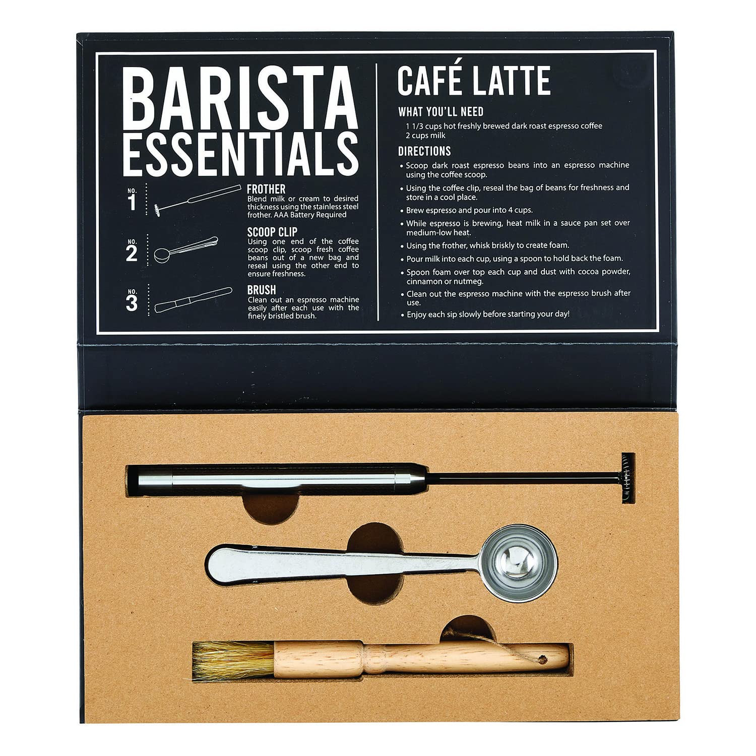 Santa Barbara Design Studio L1457 SIPS Barista Geschenk-Set aus Karton, Holz - Buche, Kaffee-Werkzeuge
