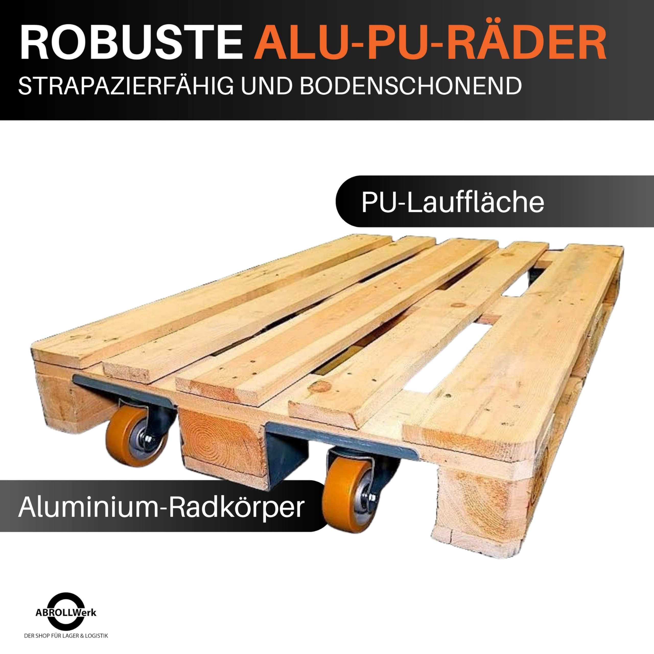 2er Set Euro-Palettenroller mit Lenkrollen, ø 100 mm Aluminium Radkörper & Polyurethan Lauffläche, Kugellager – Robuste Lagerhilfe für Industrie & Werkstatt, Hubwagen Alternative