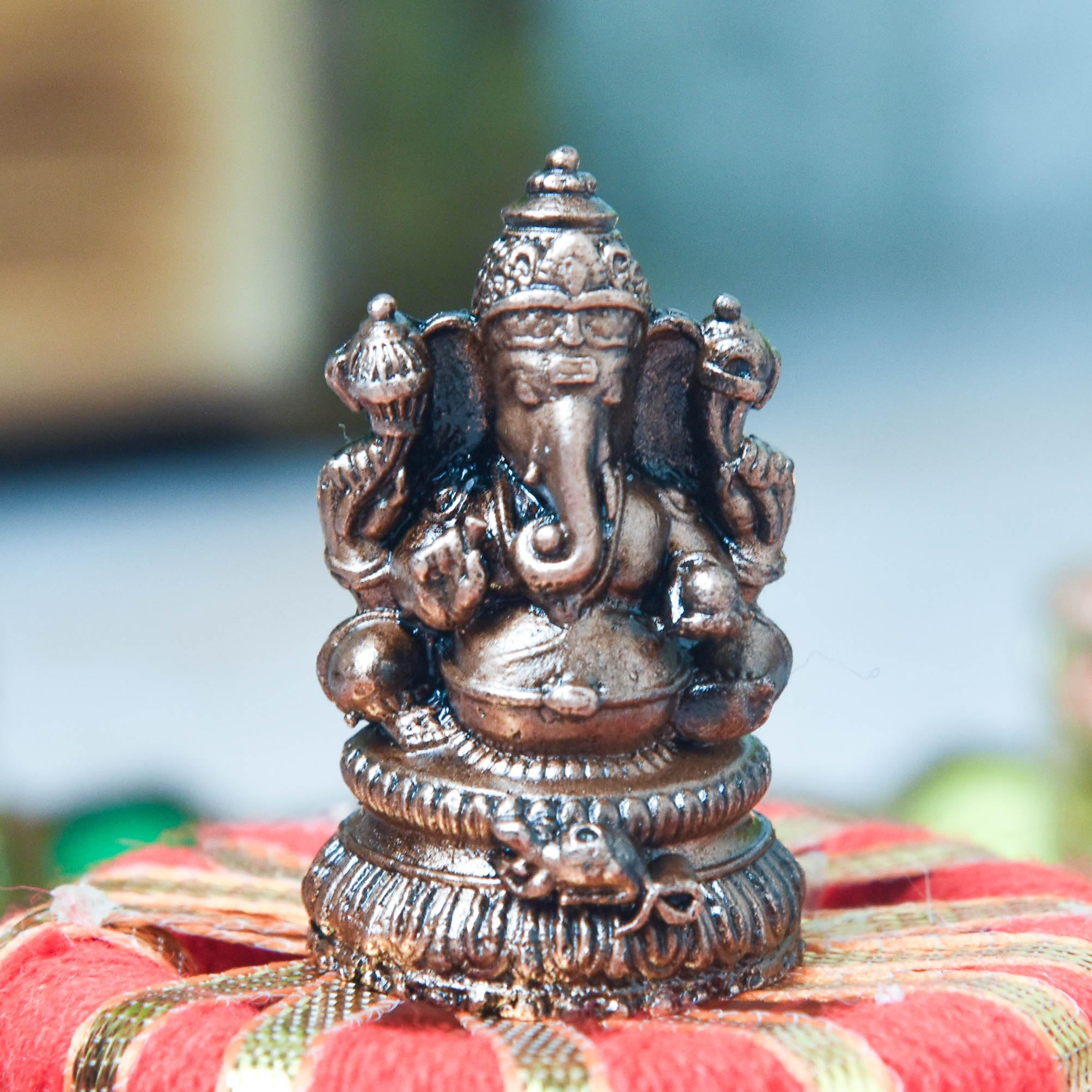 Copper Idols India Handmade Copper Ganesha Idol | 1.5 Inch | Patina Antique Finish