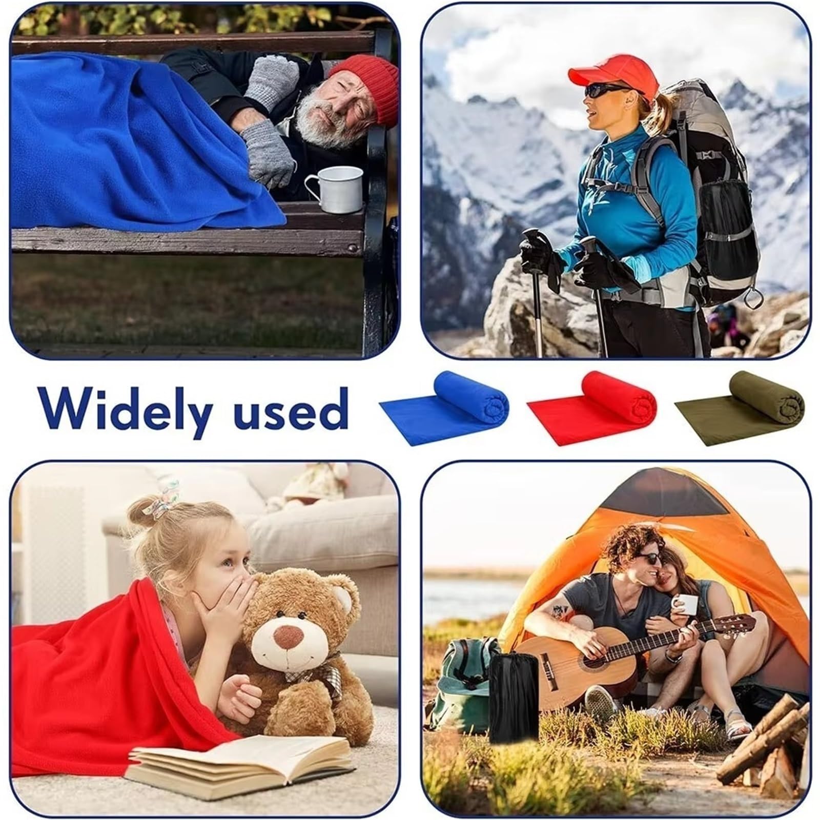Wkładki do śpiworów kempingowych, Wyściółka do śpiwora Multicolor Ultralekki polarowy koc podróżny Thermal Outdoor