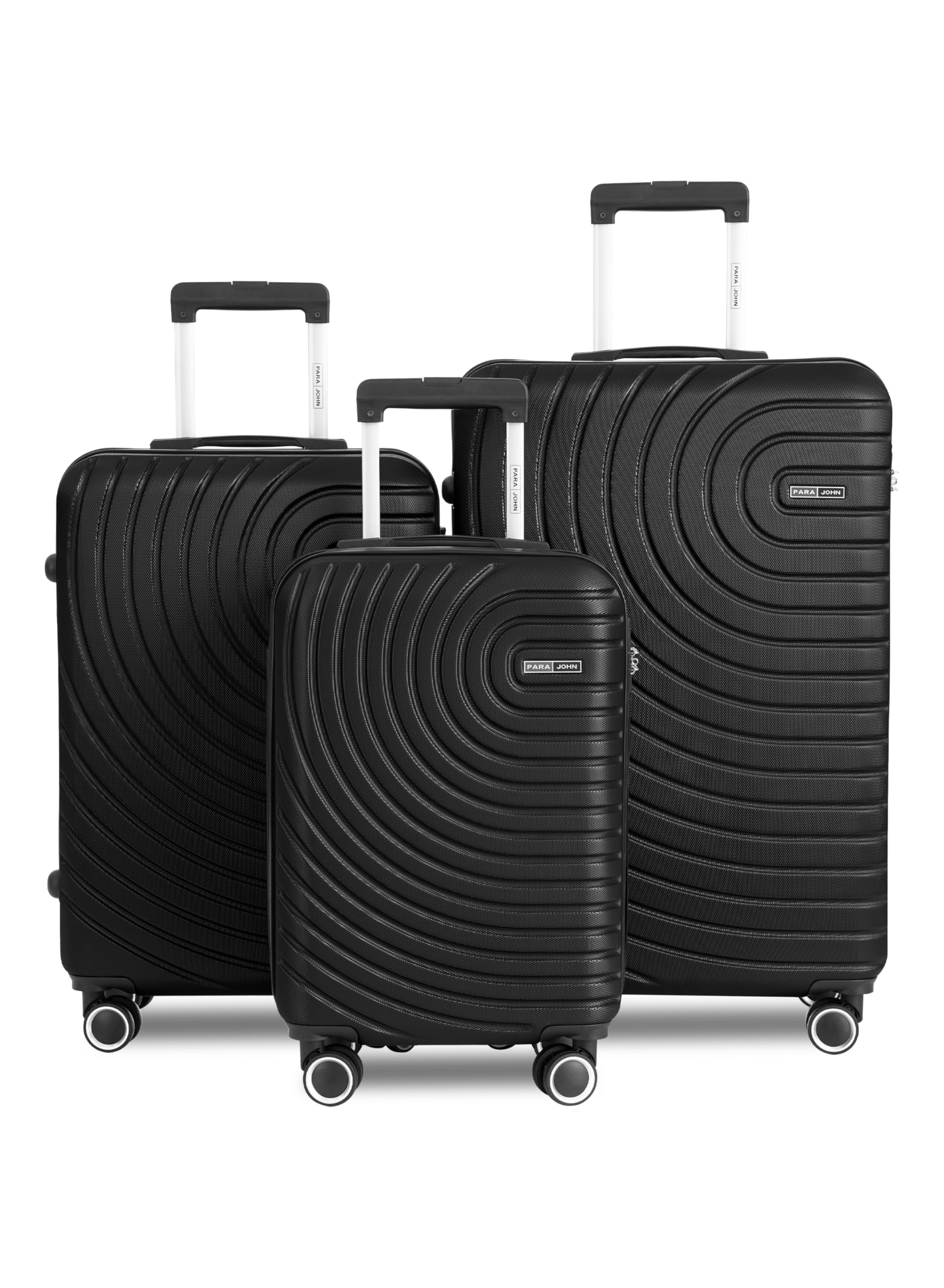 Circles Series Set of 3 Luggage | Lightweight Small 10KG, Medium 20KG & Large 30KG ABS 4 Wheels Trolley Hardsided Travel Suitcase - Black