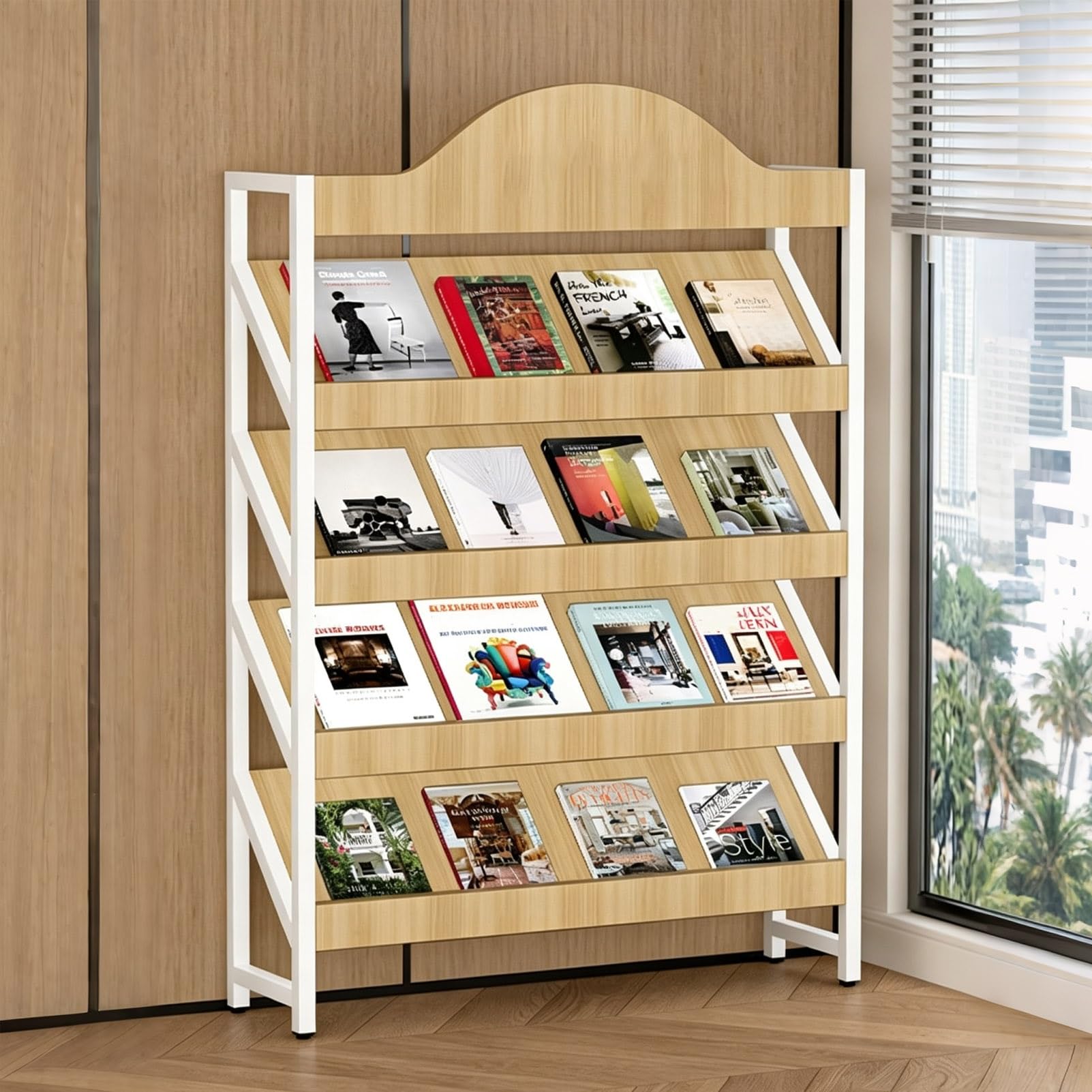 TRAGLO Floor Magazine Rack 4/5/6 Tier Brochure Display Stand Bookshelf