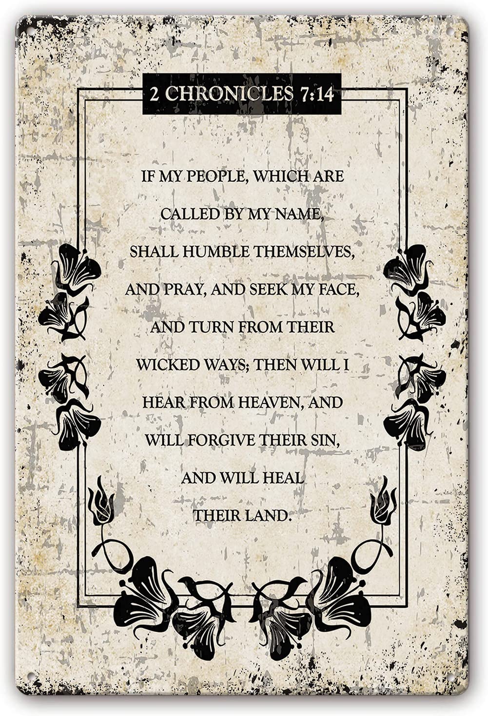 2 Chronicles 7 14 Metal Signs Bible Verse Metal Poster Scripture Wall Art and Prints Photo Painting Pictures Contemporary Bedroom Wall Decor Art Bathroom Vertical 8x12 Inch