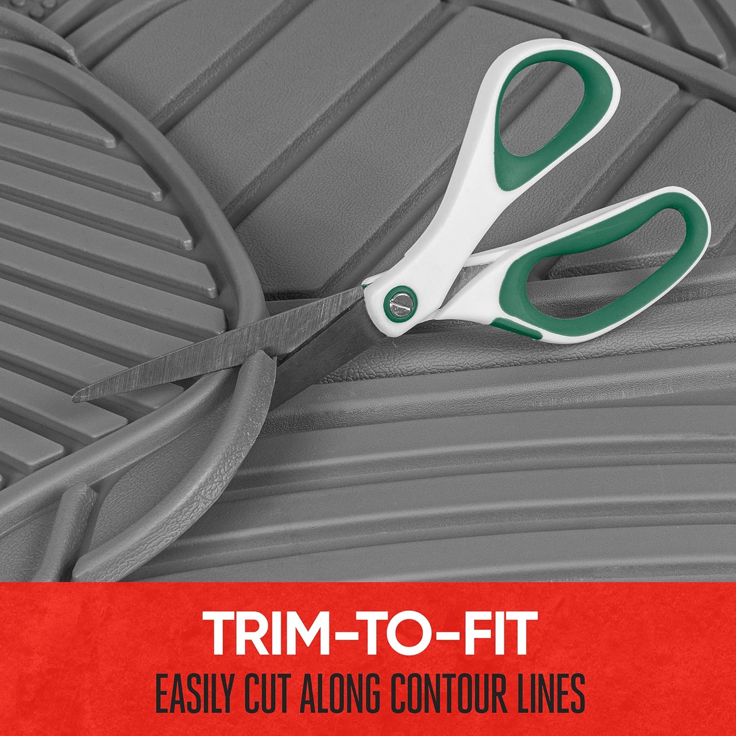 Motor Trend FlexTough™ Baseline Rubber Car Floor Mats with Trunk Mat Cargo Liner, Front & Rear Combo Set fits Most Car SUV Van Coupe Sedan, Heavy Duty All Weather Trim to Fit