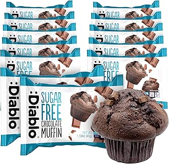 Diablo Sugar Free Chocolate Muffin Cupcake - Sweetened with Maltitol, Halal & Kosher Approved, Sugar Free Snacks - Perfect for Gifting, Birthdays, Special Occasions - 45g Each, Pack of 12