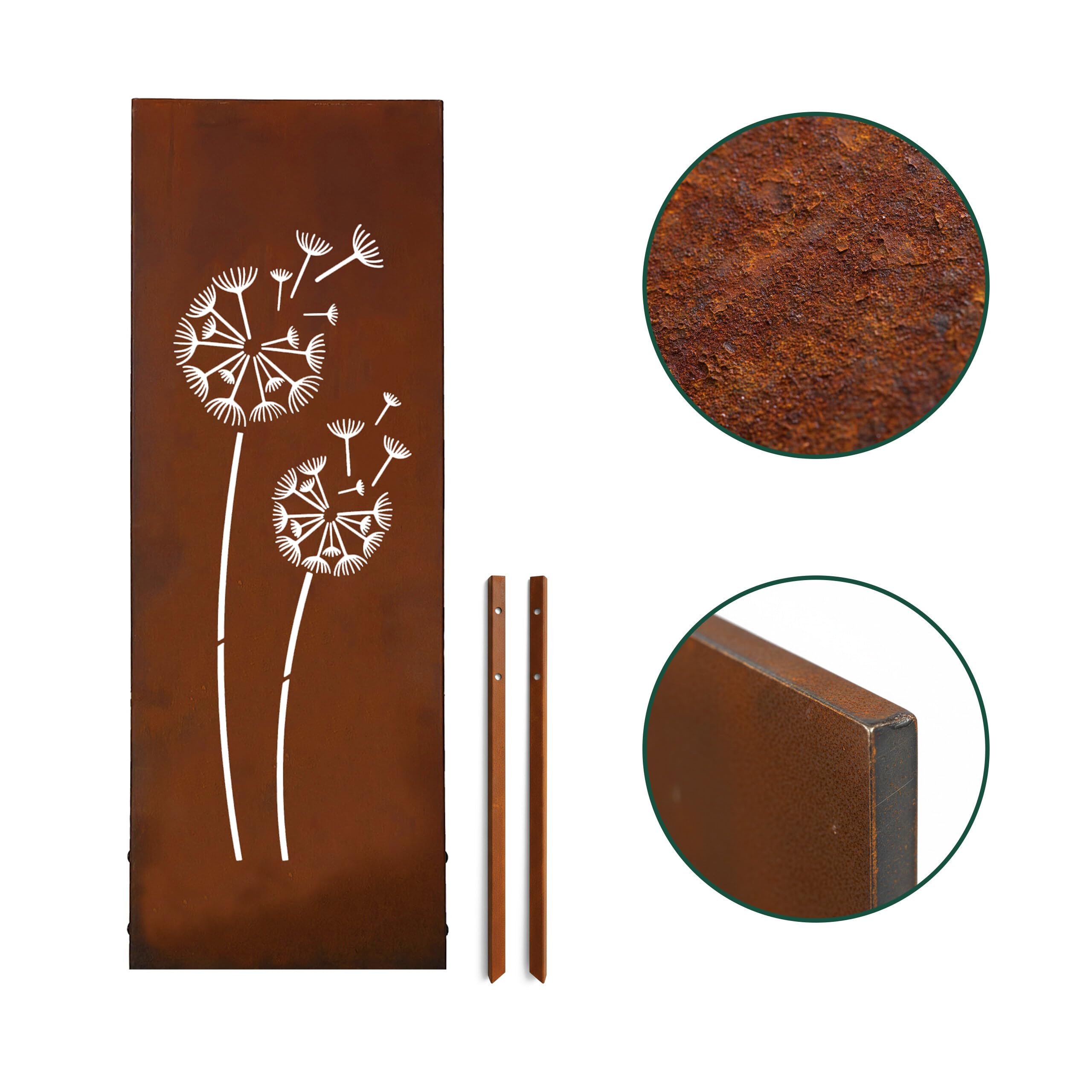 Relaxdays Decorazione da Giardino Effetto ruggine, soffione, 85 x 28 cm, con paletto in Ferro