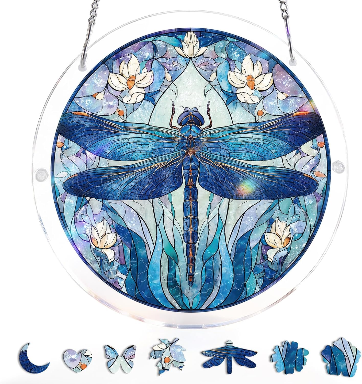 Acrylic Jigsaw Puzzle Suncatcher, 83 Pieces Sun Catcher Stained Glass Acrylic Puzzle, DIY Suncatcher Puzzle Kit for Birthday Gift, Home Decor, Adults, Women, Men, Mom (H) - 1