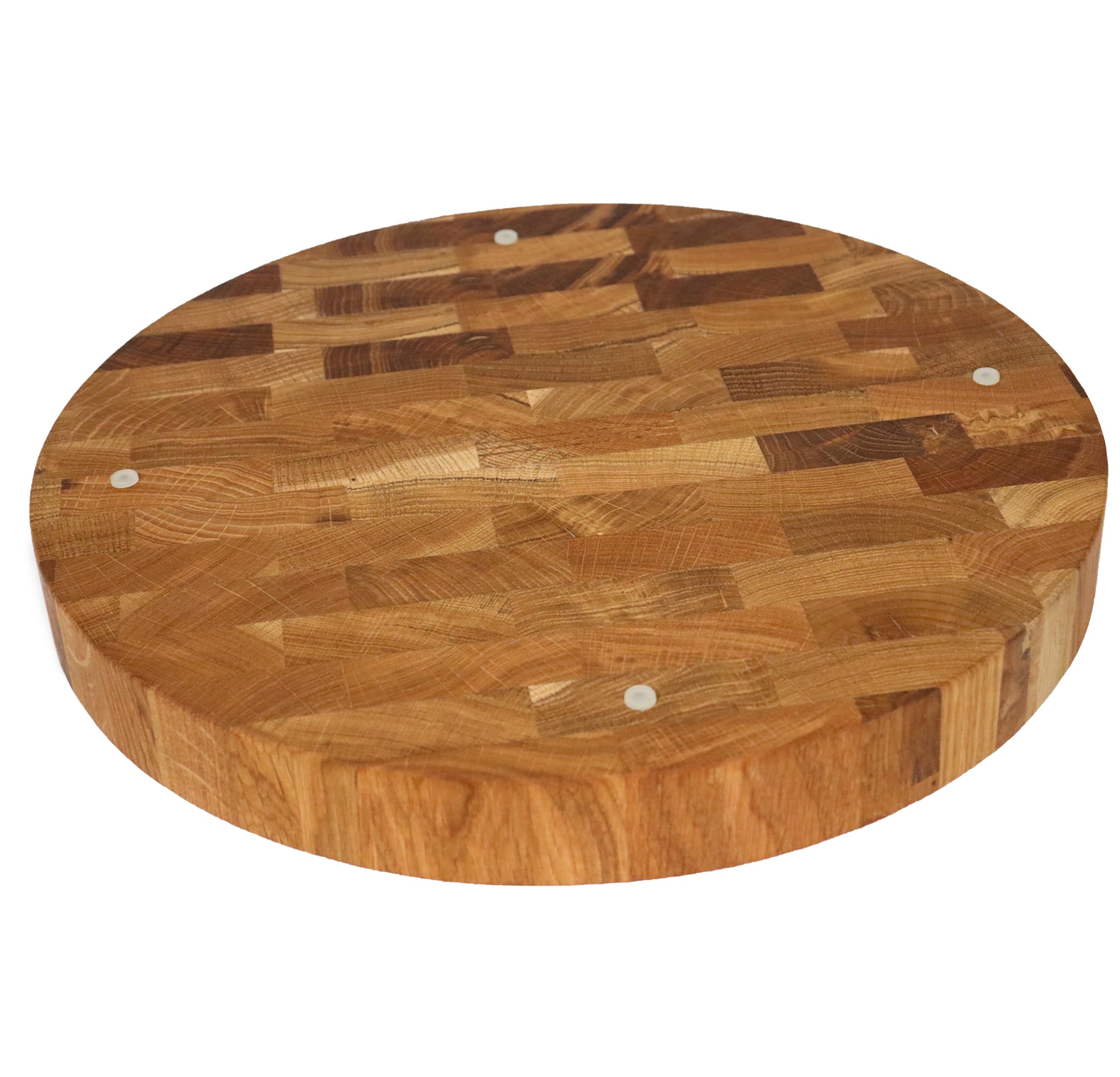 B4K® 40x30x4cm Keukenplank van eiken kophout | Antibacterieel hersenhouten snijplank met handgrepen, siliconenvoetjes en sapgoot | Kophout snijplank | Hakblok