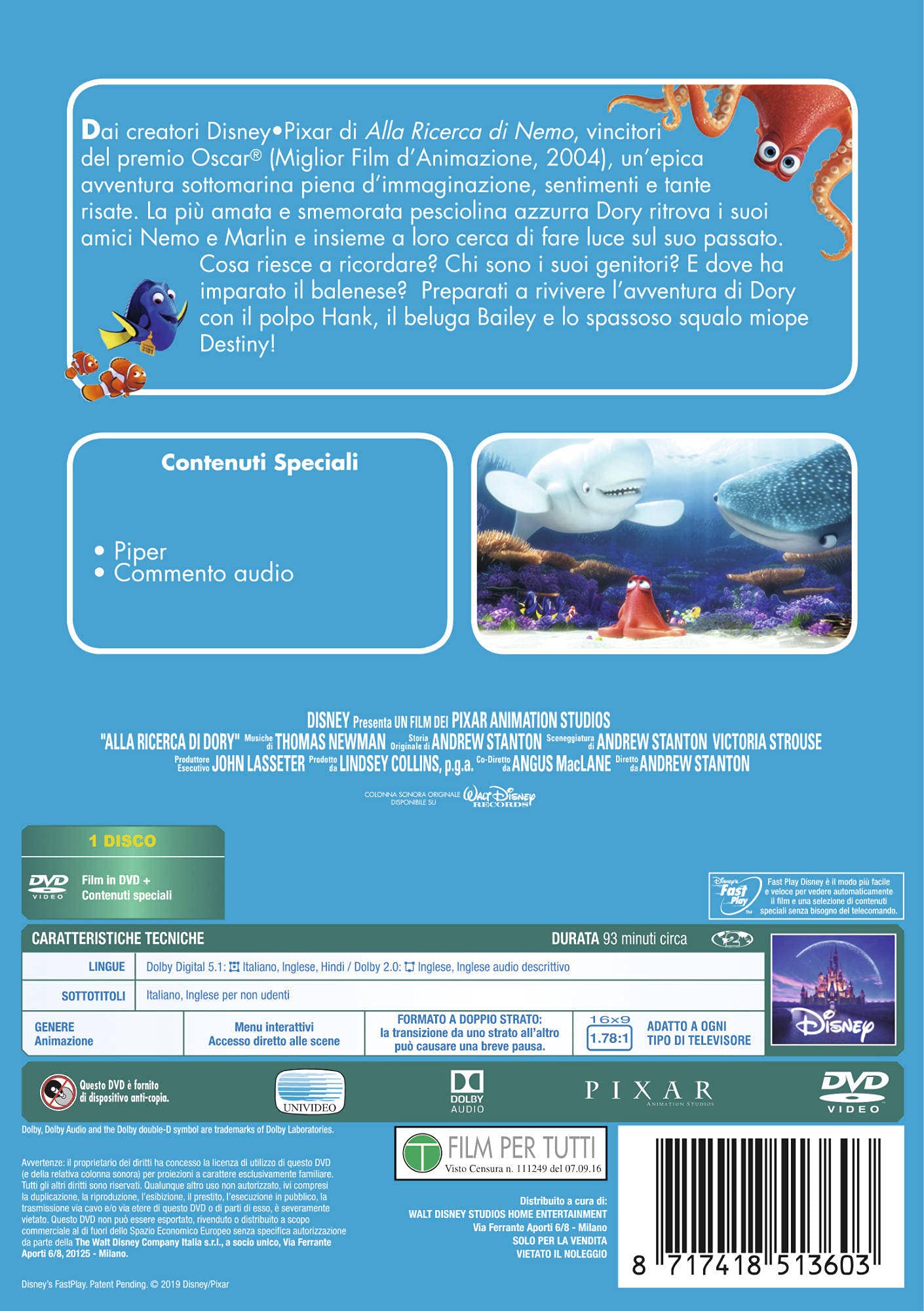 Alla Ricerca Di Dory Dvd ( DVD)