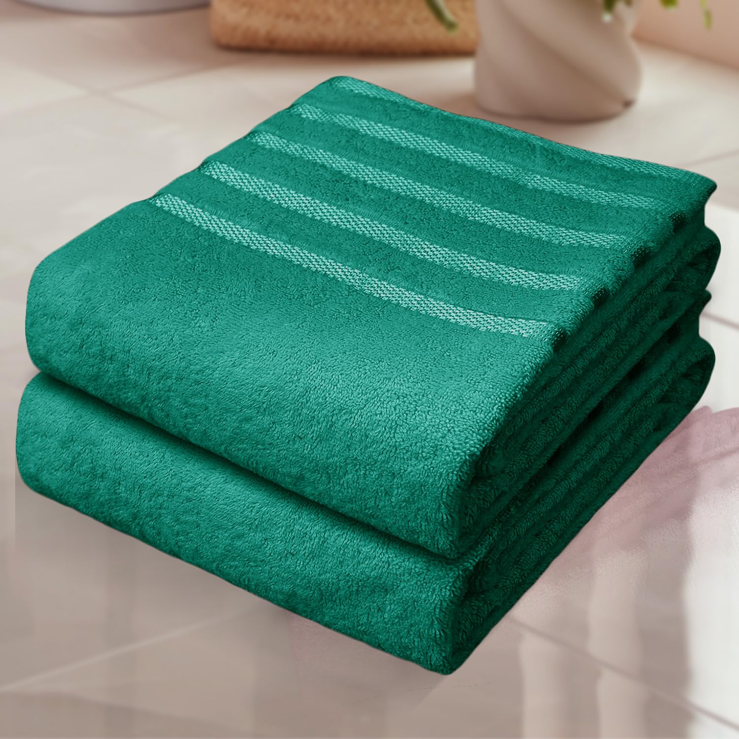 Zzzmrh Jade Luxury 2 Pack Jumbo Bath Sheets 90X180cm, Egyptian Cotton Large Bath Towels – Quick Dry Highly Absorbent Towel Set, Super Soft Hotel Quality Extra Large Bath Sheet (Jade)