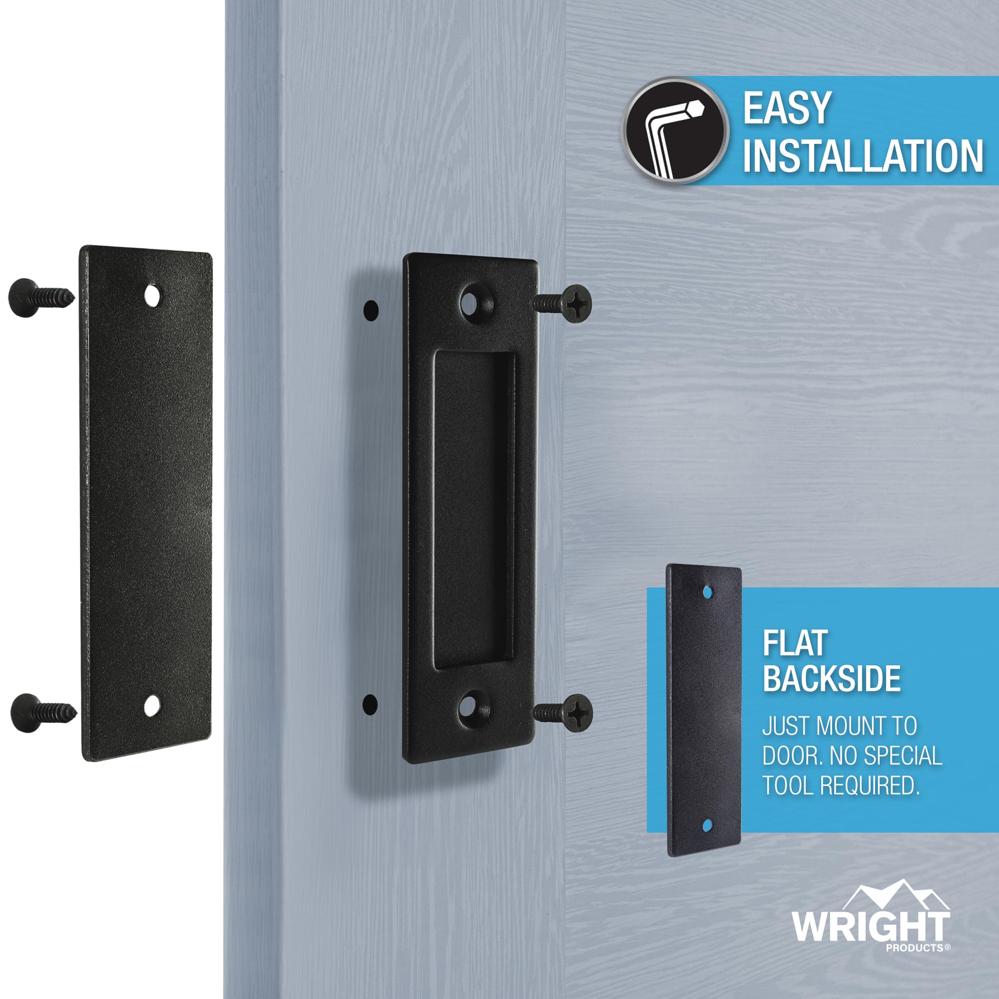 Wright Products 50325070 osprzęt montażowy, czarny matowy zestaw klamek do drzwi do stodoły wewnętrznej, 4-pak - łącznie 8 sztuk