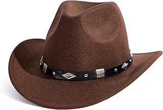 Sponsored Ad - Gossifan Women Men Western Cowboy Cowgirl Hat Fedora Hat with Belt