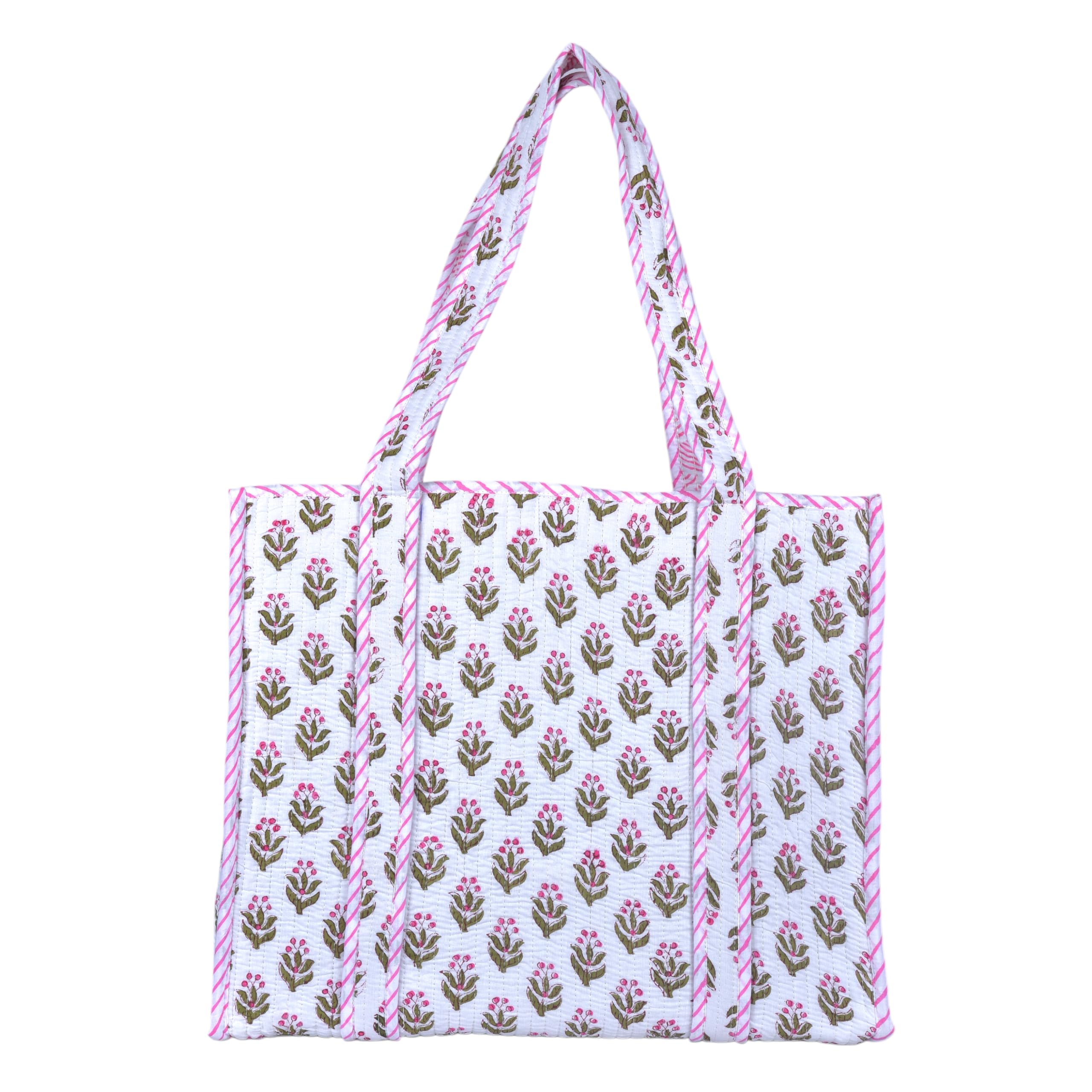Tragetasche für Damen, Einkaufstasche, groß, gesteppt, Baumwolle, wiederverwendbare Strandtasche, Arbeitstasche für Damen, florale Reisetasche, stilvolle Schultertasche, übergroße gesteppte
