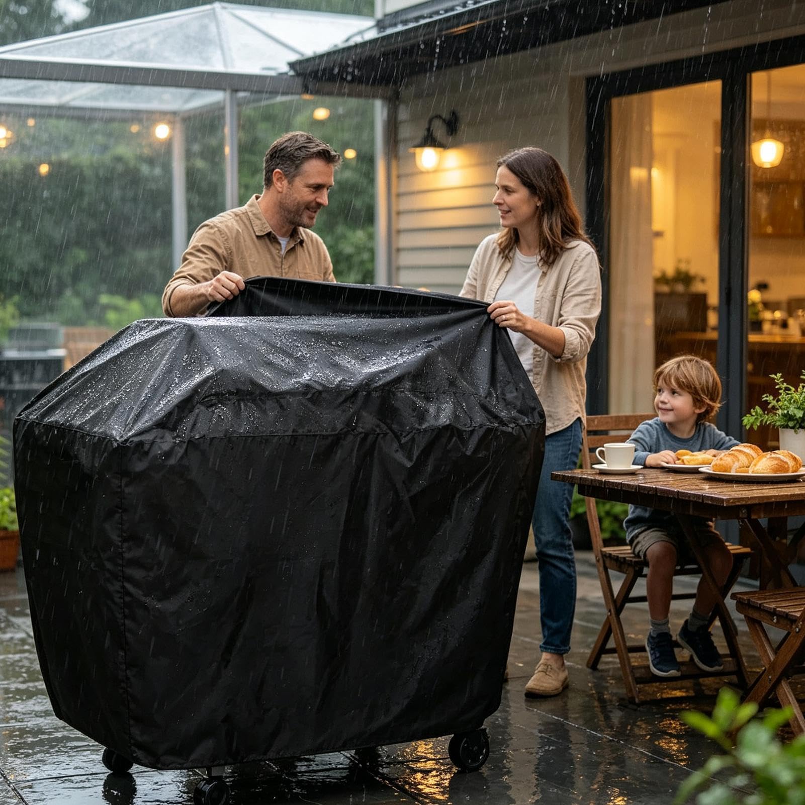 Barbecue Zewnętrzna osłona przeciwwiatrowa z ochroną przeciwsłoneczną do