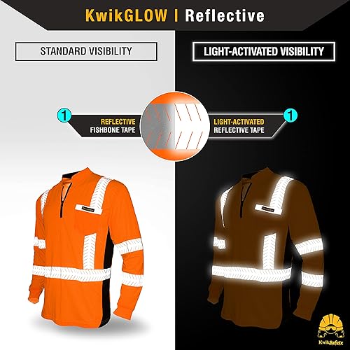 Miniatura 3 de KwikSafety - Charlotte, NC - Camisas de seguridad de manga larga premium cuello redondo, botón y cuello con cremallera Clase 3 ANSI probado OSHA