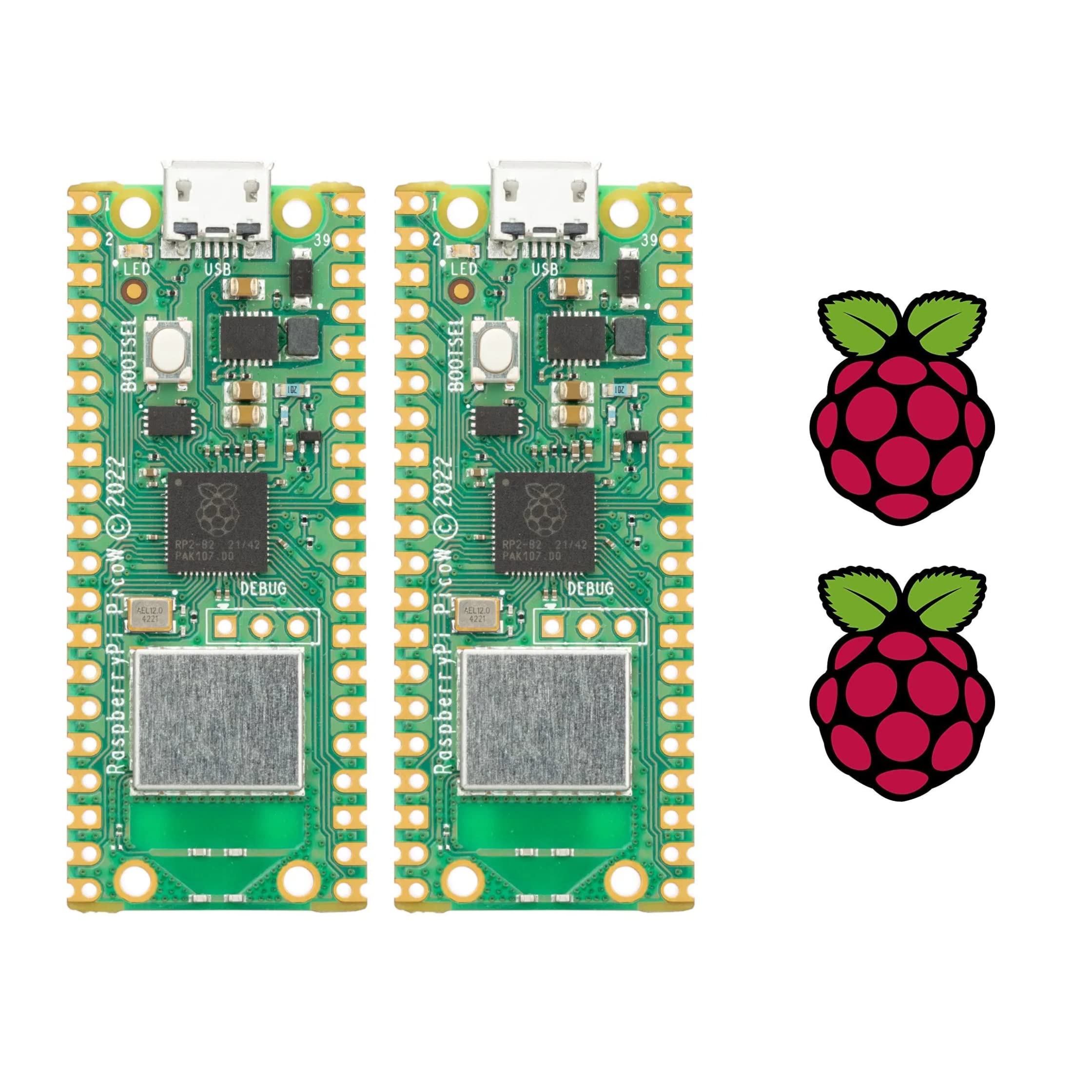 Vis Viva Raspberry Pi Pico W (Wireless, WiFi) + Raspberry Pi Logo Sticker (2Pack, Wireless)