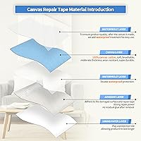 Vista 401 de KING MOUNTAIN Parche de reparación de lona de 9 x 11 pulgadas, 2 piezas, parche de tela impermeable autoadhesivo para sofás, tiendas de campaña