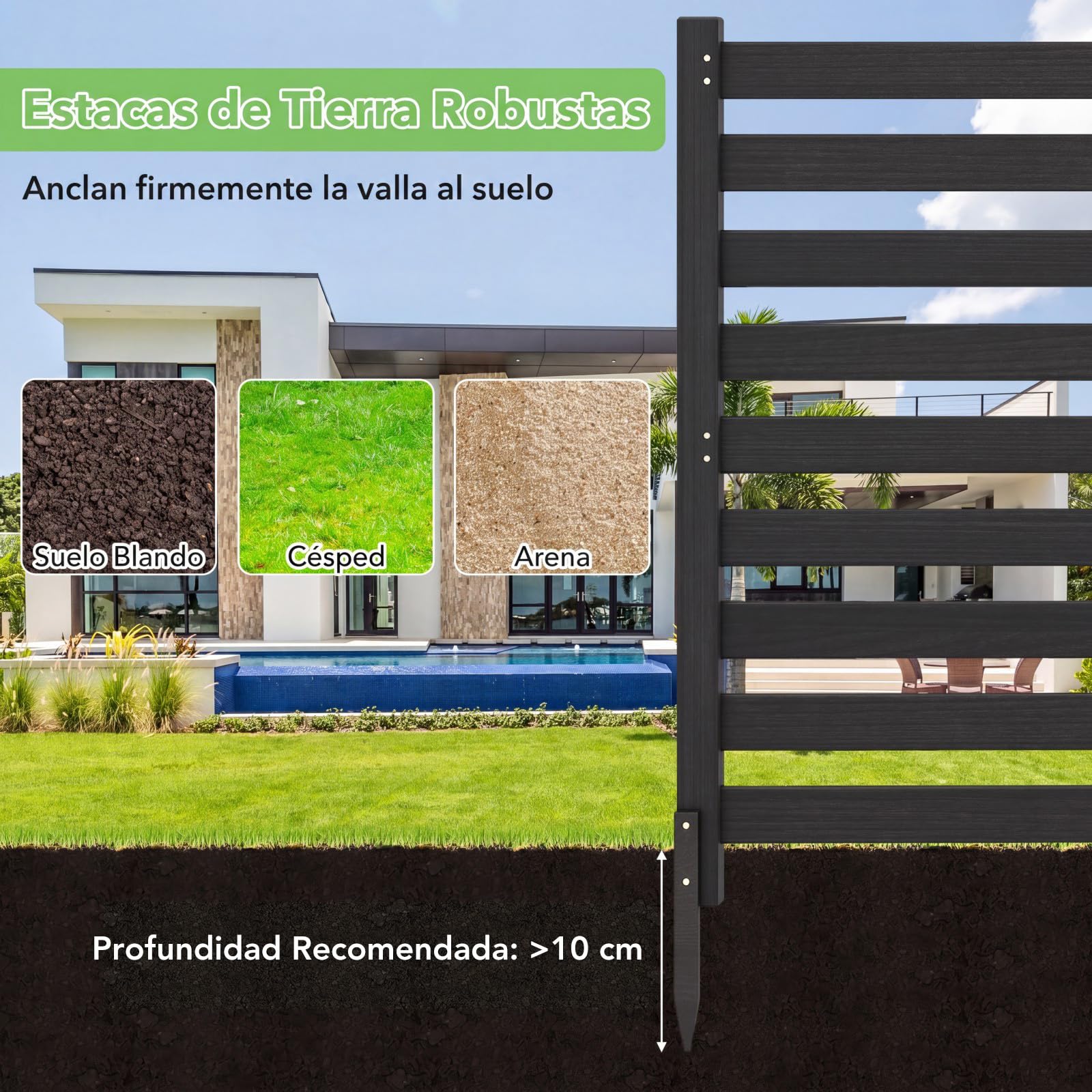 COSTWAY Valla de Privacidad de Madera Abeto, 2 Paneles, 980 x 1070 mm, valla ocultacion jardin exterior, Pantalla de Privacidad Aire Acondicionado Jardín, Psicina (Negro)
