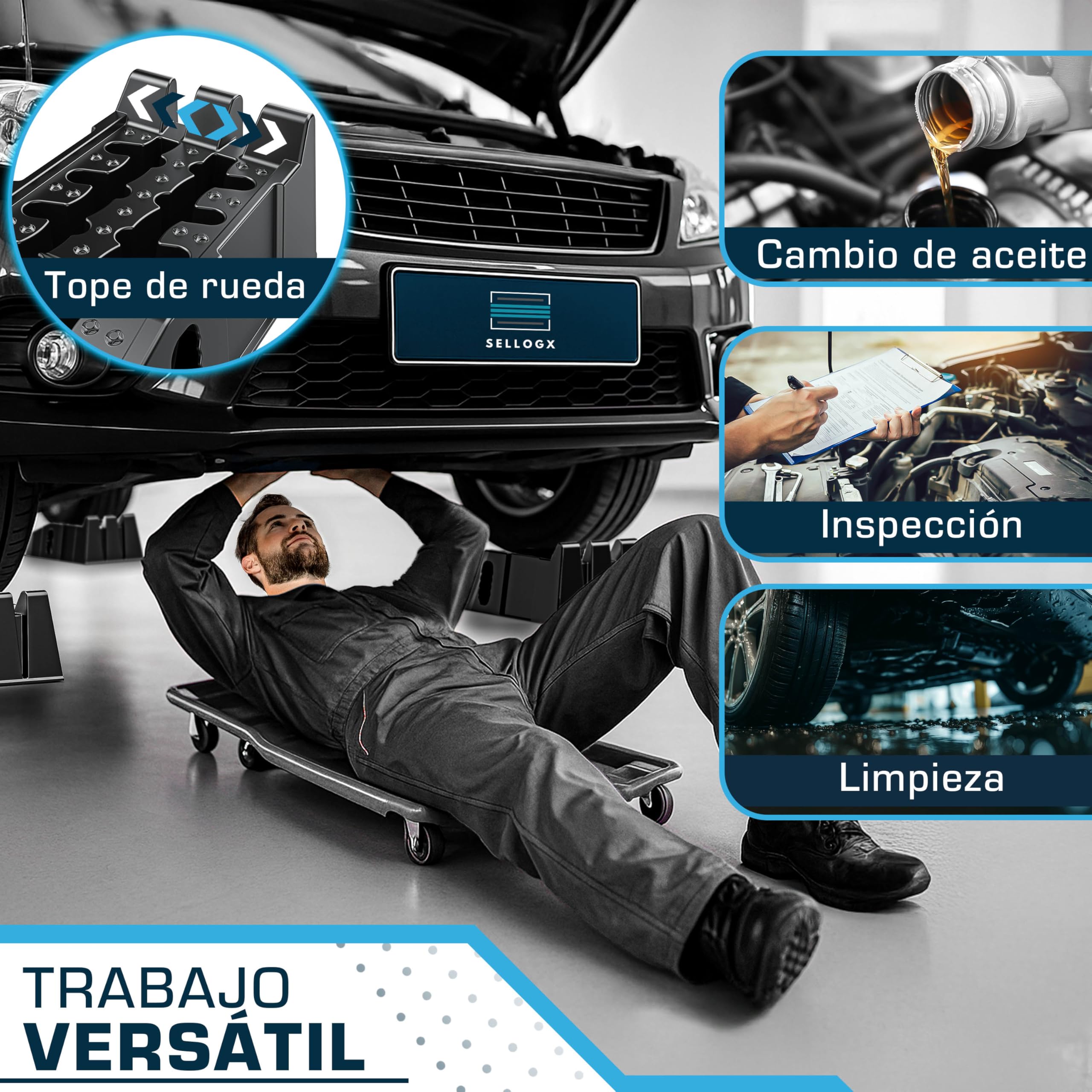 Rampas de Elevación | Rampa de Carga Coche 2 Piezas | hasta 5t | Resistentes para Cualquier Superficie | Robusto y fácil Transporte | Antideslizantes para Garaje, Taller, Caravana y Remolque