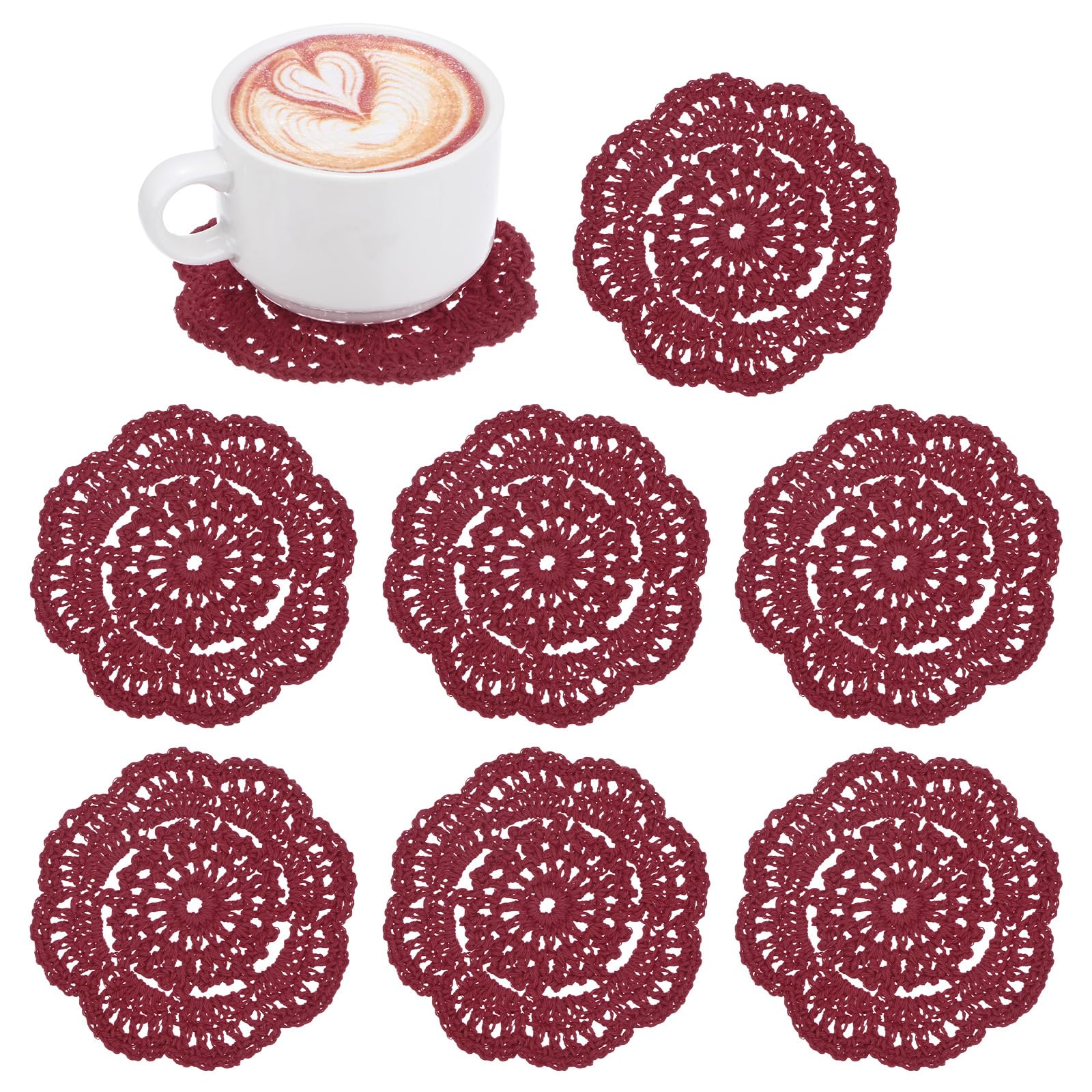 M METERXITY 8-Pack Handmade Crochet Coasters