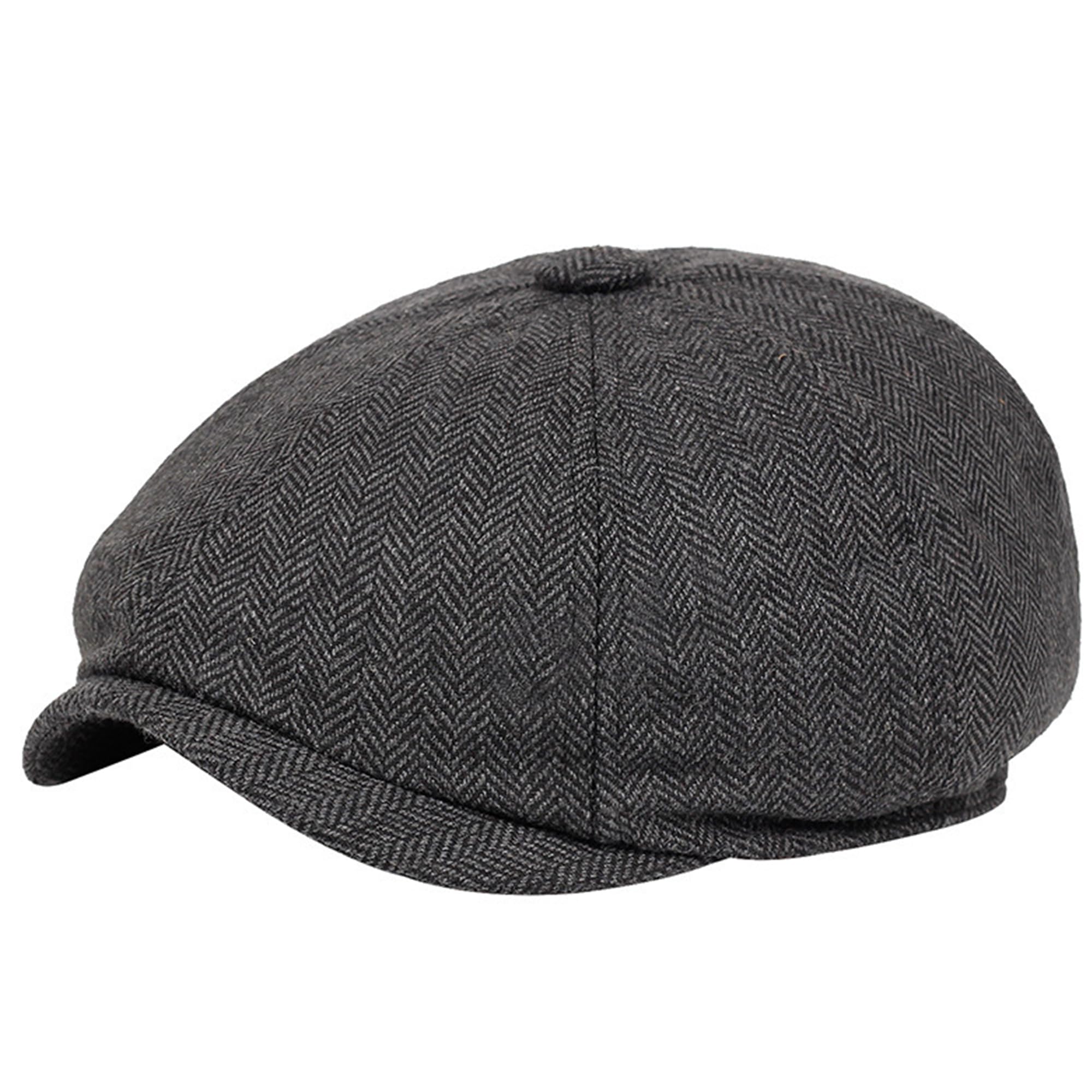 Men Newsboy-Caps for 20’s Themed Party - Herringbone Newsboy-Hat 8-Panel Gatsby Flat Hat 1920s Costume Acc