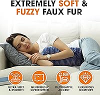 Vista 4 de Cheer Collection Almohadas cilíndricas de piel sintética – Almohadas cilíndricas decorativas suaves para cama o sofá, lavables a máquina, 8 x 24 Azul