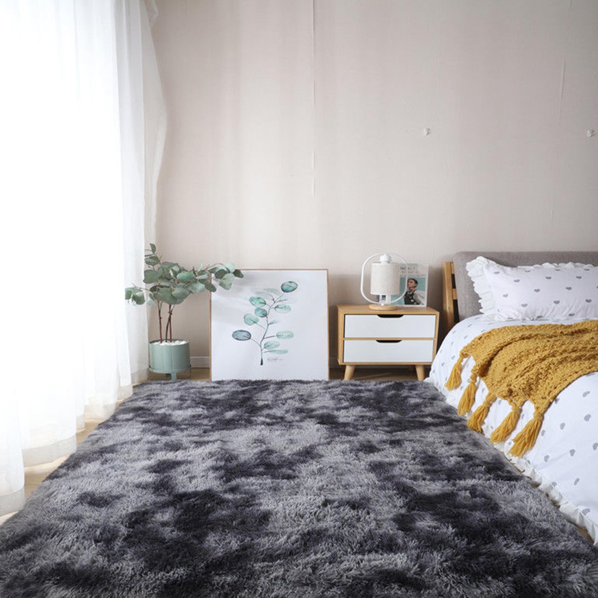 Tappeto shaggy morbido e felpato, per camera da letto e cameretta dei bambini, antiscivolo, a pelo lungo, marrone, 140 x 200 cm, perfetto per arredare la casa con stile