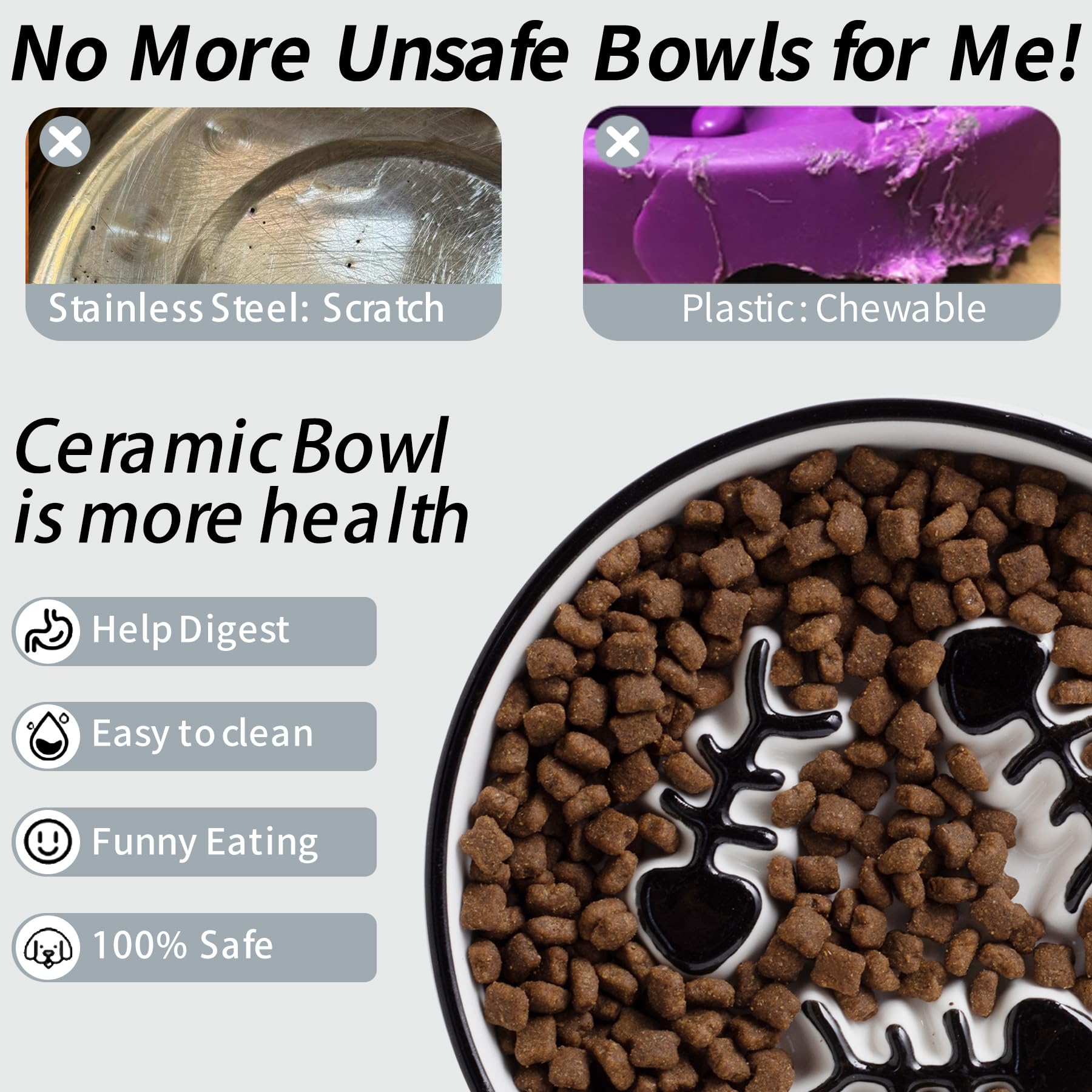 Confezione da 2 ciotole poco profonde in ceramica per gatti, anti-vomito, per alleviare l'affaticamento dei baffi, lavabili in lavastoviglie, anti-acne, prevenzione del mento nero, per cibo