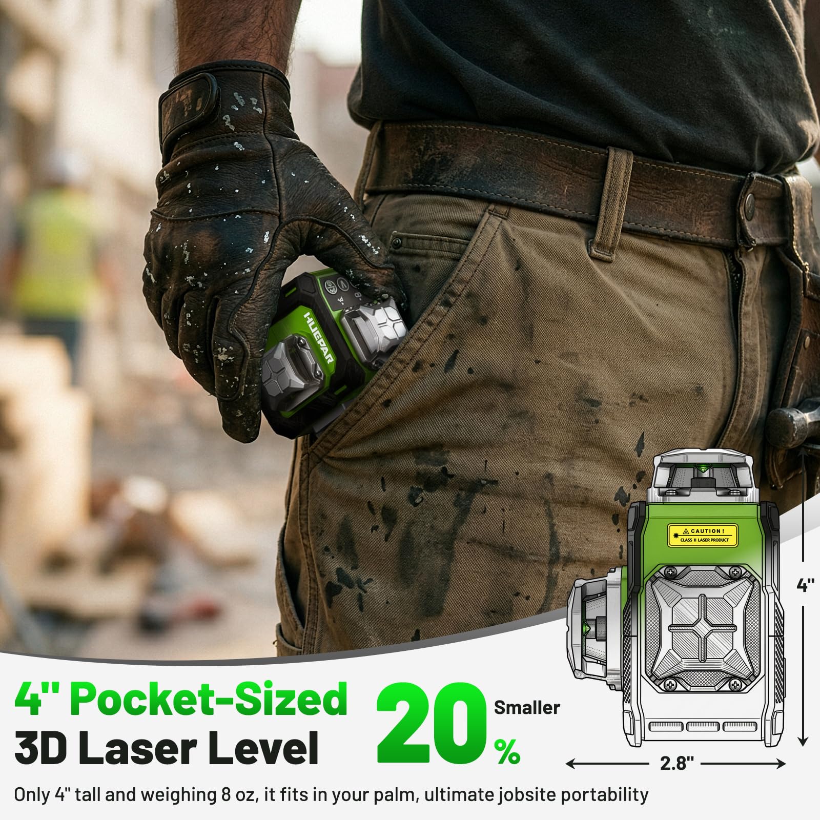 Niveau Laser 360 Autonivelant avec Trépied 152cm, Huepar 3x360 Croisé Laser Vert avec Mode Impulsion, 40m Compacte 3D Laser Niveau Rechargeable, Base Magnétique – Précision Pro pour Chantier&Bricolage
