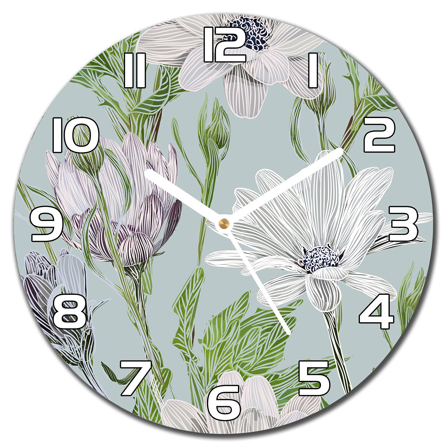 Horloge en verre marguerites pour cuisine et salon moderne de 30 cm