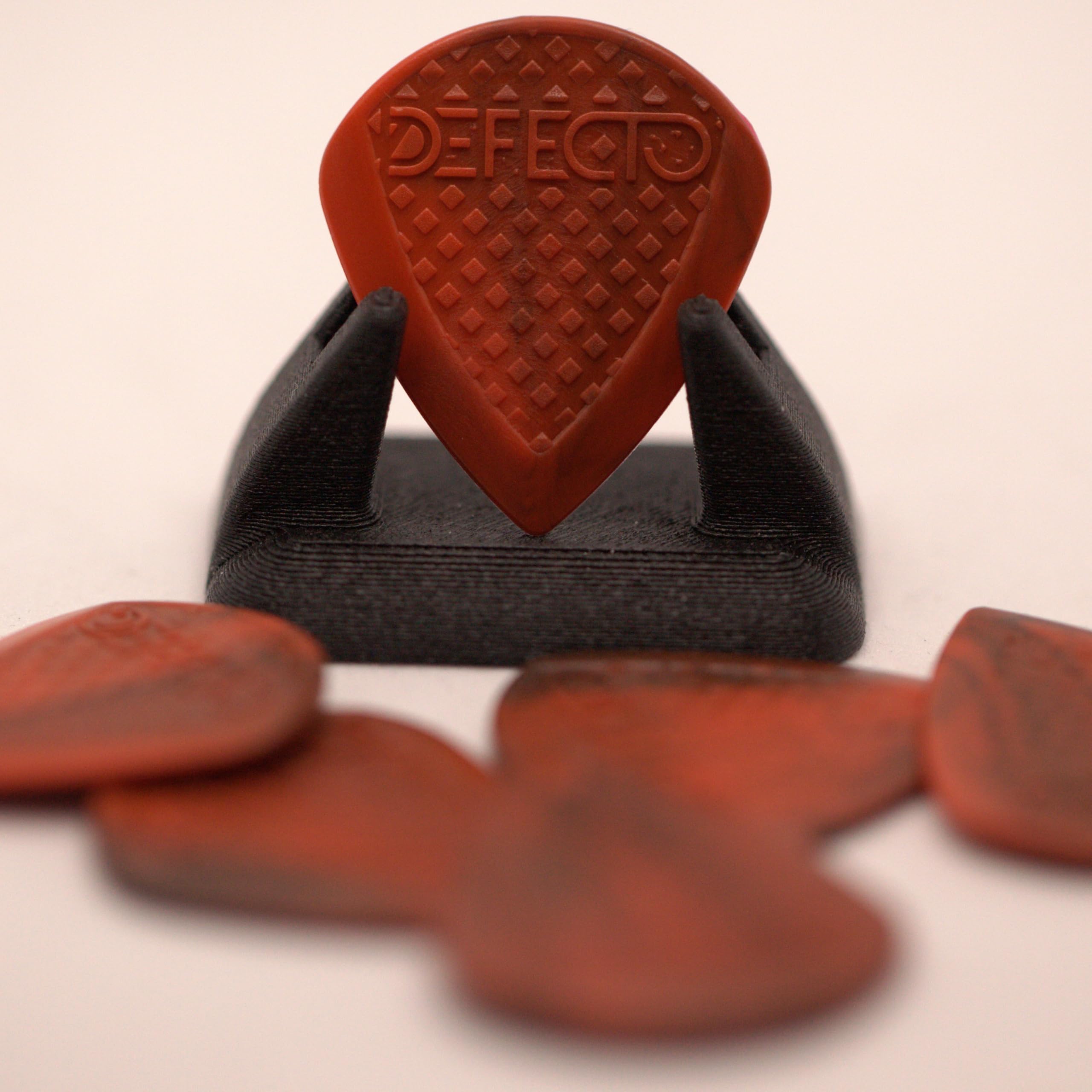 Defecto Plektrum – Signature Guitar Pick z lepszą przyczepnością – gitara do gitary w kolorze czerwonym/czarnym – kostka gitarowa z precyzyjną kontrolą – zaprojektowany z myślą o słońcu