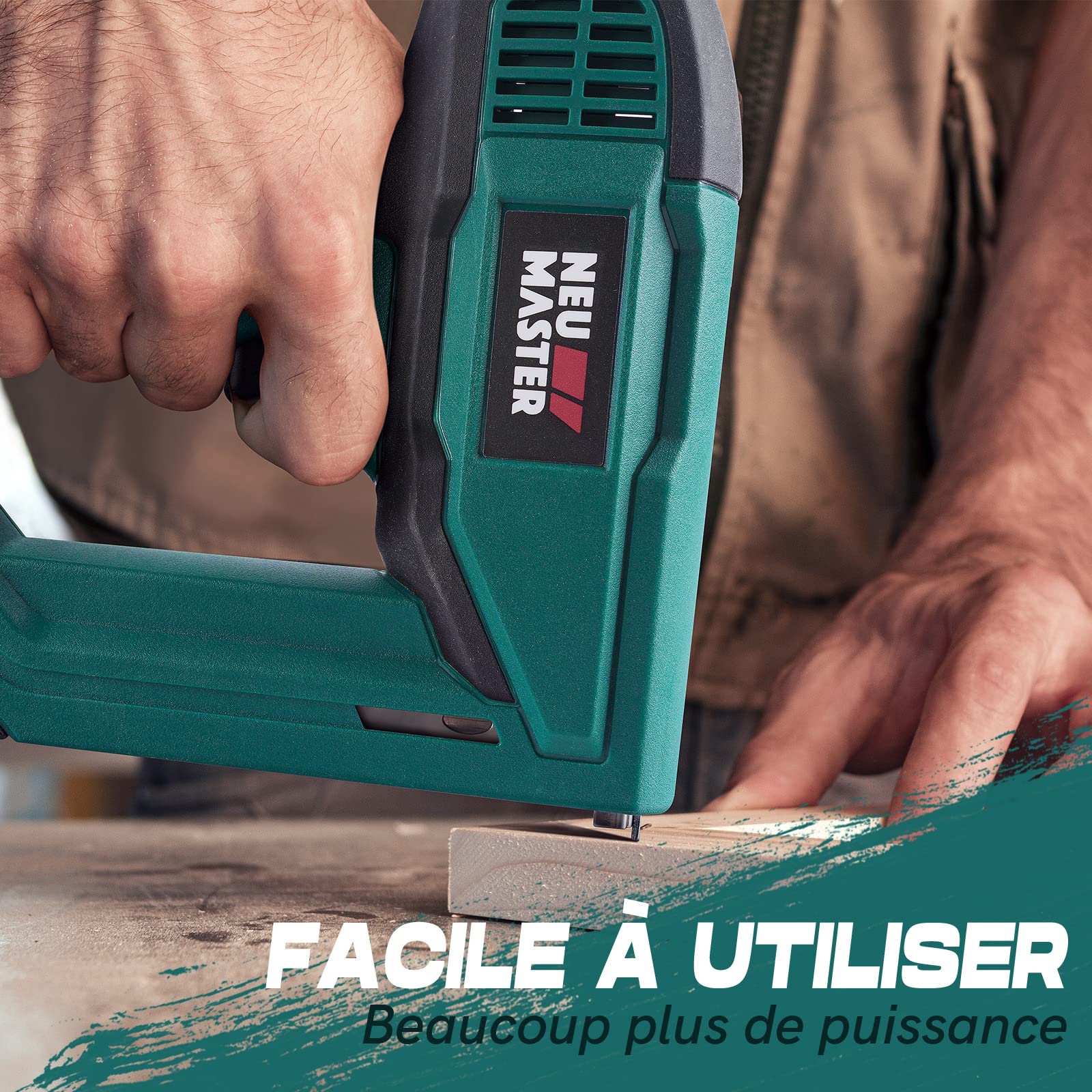 NEU MASTER Agrafeuse Électrique, Cloueur Electrique NTC0060 pour les Projets de Bricolage en Ameublement, Menuiserie et Travail du bois, y Compris les Agrafes et les Clous