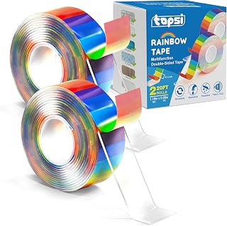 Tapsi Heavy Duty Double-Sided Nano Tape - 2 Rolls, 20FT Total (1.18” x 120” Each) - Clear, Removable Mounting Tape for Picture Frames, Posters, Carpets & Wall Décor