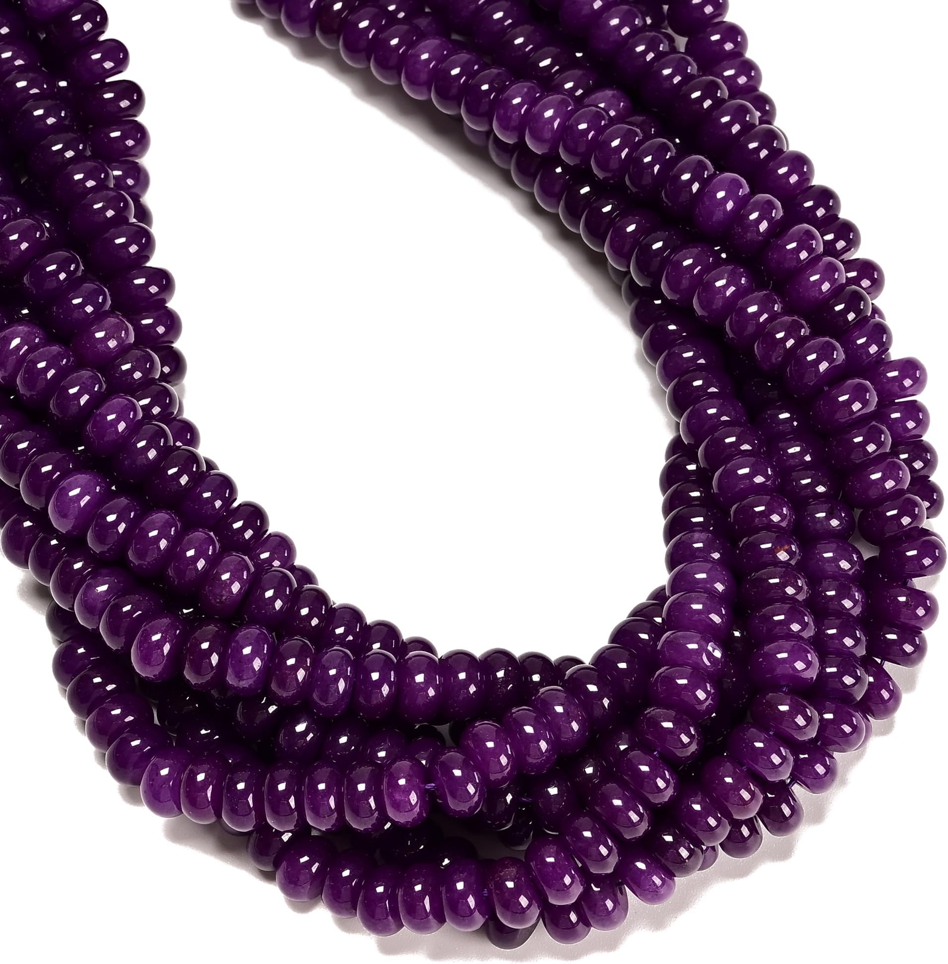 5x8mm Sugilite Color Dyed Jade Crystal, 80Pcs Dark Purple Smooth Rondelle Gemstone Loose Beads for Jewelry Making Craft DIY, 15.5" Strand Abacus Stone Spacer for Necklace Bracelet, 1 Strand/Pack