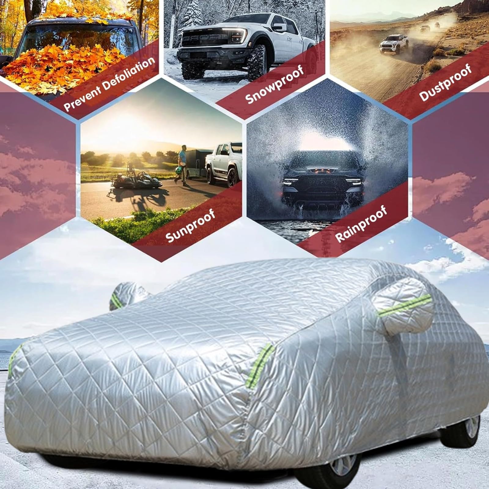 Funda Coche Exterior Antigranizo para Ford Ranger Doppia Cabina XLT 2023-,Impermeable Cubierta de Coche,Todo Clima Cubierta Completa para Automóvil