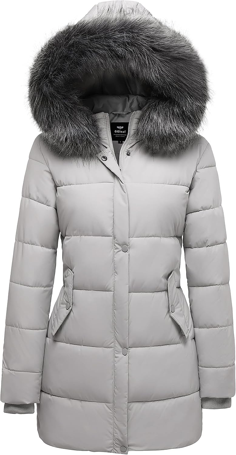 GGleaf Women’s Winter Thicken Puffer Coat Warm Snow Jacket with Fur Removable Hood GGleaf Women’s Winter Thicken Puffer Coat Warm Snow Jacket with Fur Removable Hood
