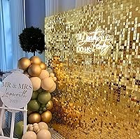 Vista 46 de 36 Panels Giltter Wall Backdrop Pink Shimmer Wall Backdrop for Party Wedding Birthday Engagement Bachelorette Parties Anniversary Decoration