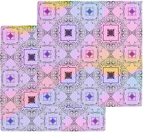 Miniatura 1 de Artwork Store 2 Packs Kitchen Towel Cotton Waffle Weave, Square Purple Blue Pink Ombre Absorbent Quick Drying Dish Cloths for Kitchen Living Room