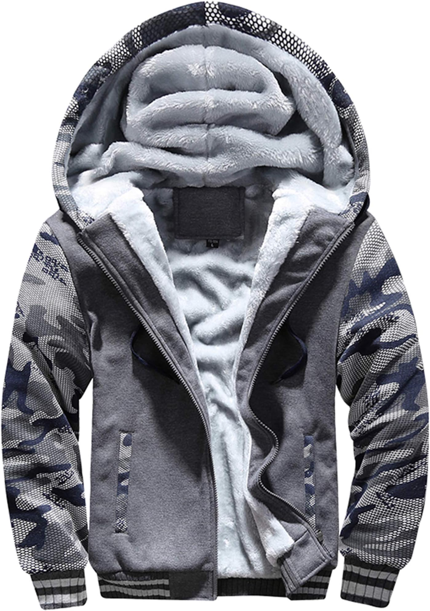 MACHLAB Men's Pullover Winter Workout Fleece Hoodie Jackets Full Zip Wool Warm Thick Coats