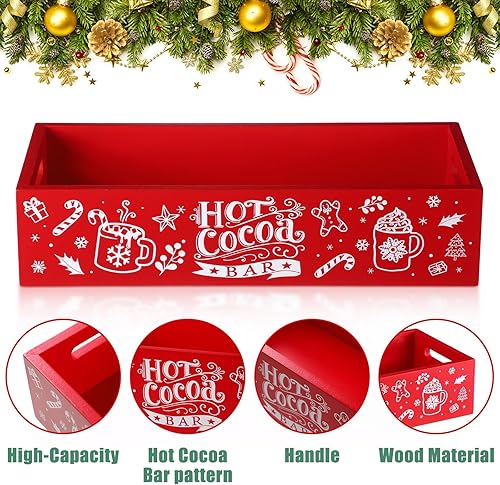 Miniatura 4 de Sliner 3 unidades de barra de cacao caliente de Navidad, caja de almacenamiento de madera rústica, contenedores de almacenamiento de madera