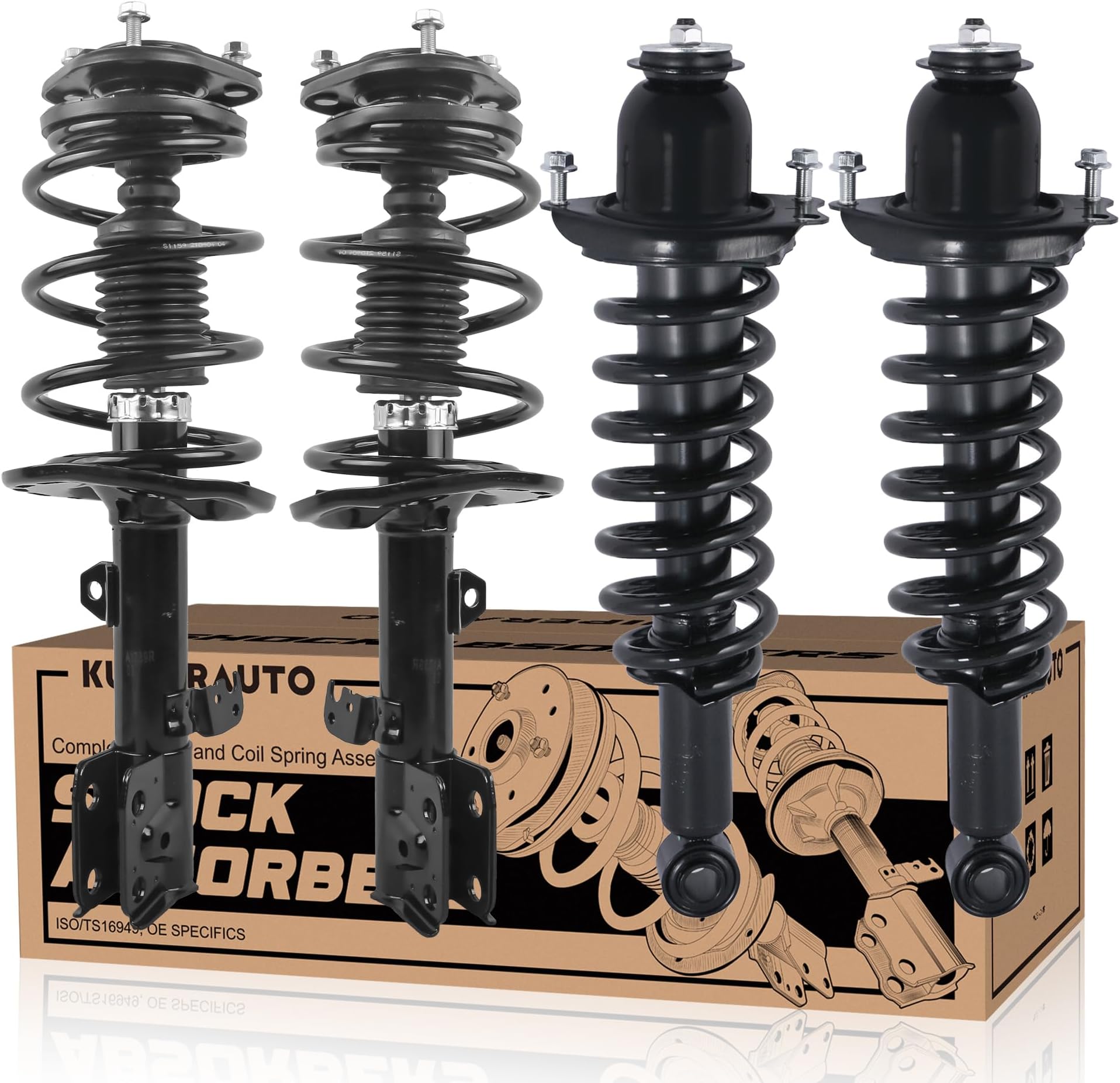 172990 172989 172991L 172991R Complete Front Rear Struts Coil Spring Assembly Compatible for 2014-2019 Toyota Corolla (1.8L) Set of 4 Replacement Shock Absorbers