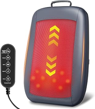 4D Electric Shiatsu Back Massager with Heat | Deep Tissue Massage, Pain Relief, Light weight,Portable & Rechargeable, For Chair Home Office and Car Seat, Gift-Ready.