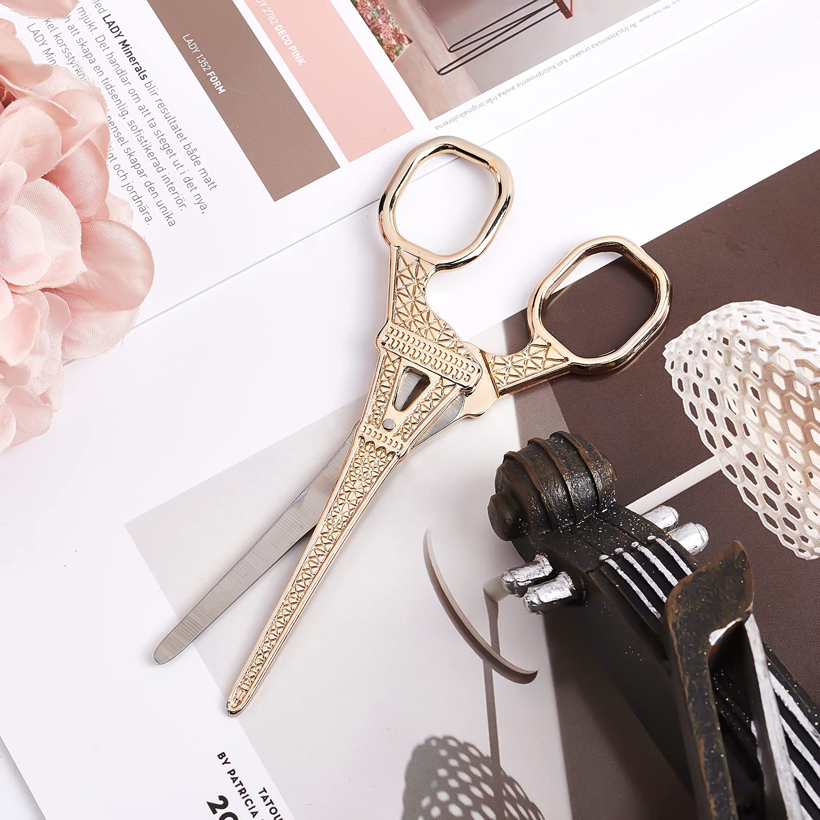 SUNNYCLUE 5.5inch Embroidery Sewing Scissors Vintage Stainless Steel European Eiffel Tower Scissors for Fabric & Paper Cutting Craft Threading Household Daily Use Cross Stitch, Light Gold