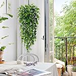 4 pièces de plantes suspendues factices de 2,7 pi, feuilles d'eucalyptus résistantes, vignes artificielles, plantes d'extérieur et d'intérieur, décoration murale boho pour le porche et l'étagère du salon