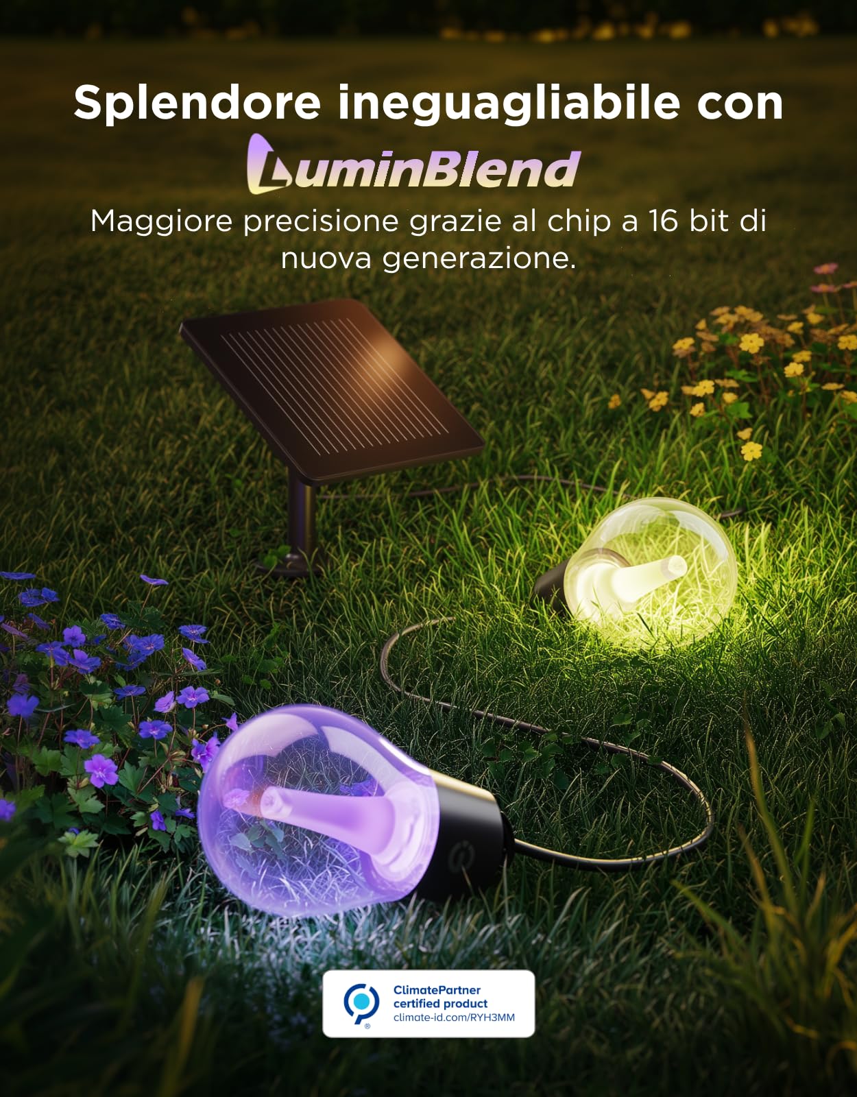 Govee Luci Solari da Esterno 10m, RGBICW con 16 Milioni di Colori, 4800mAh | 112 Modalità e Controllo App, Solo Bluetooth, 8 LED Dimmerabili Infrangibili, IP67 Impermeabile per Giardino, Gazebo, Balcone