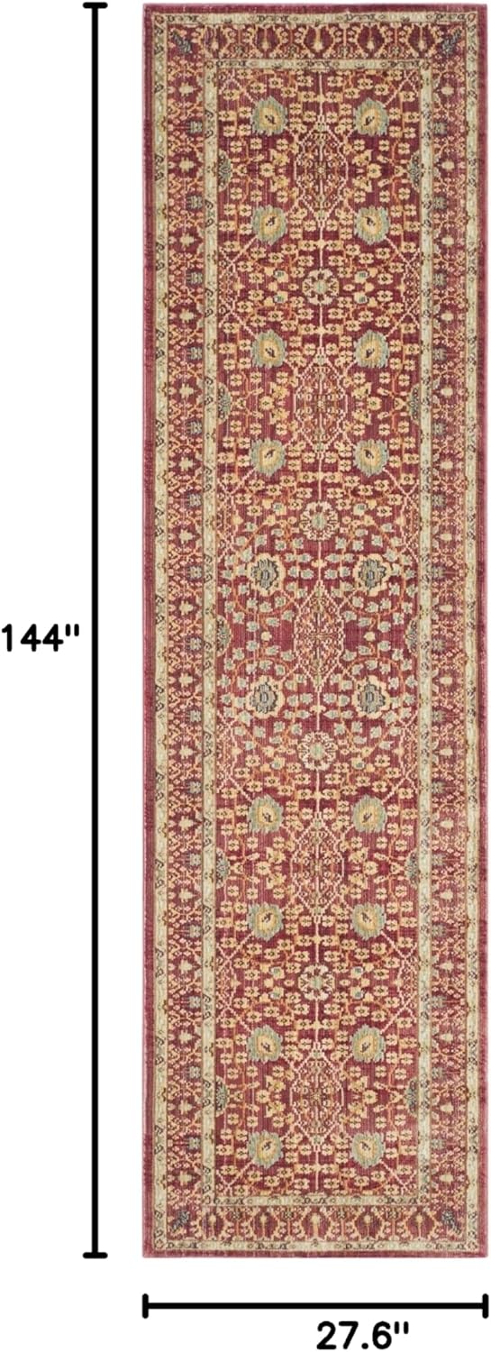 SAFAVIEH Valencia Collection Runner Rug - 2'3" x 12', Red & Red, Boho Chic Distressed Design, Non-Shedding & Easy Care, Ideal for High Traffic Areas in Living Room, Bedroom (VAL120R)