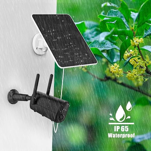 6W Solar Panel for Security Camera, 5V Solar Panel Charger for Outdoor Rechargeable Battery Camera, IP65 Waterproof Solar Panels with Adjustable Security Wall Mount, 9.8ft Cable - 6