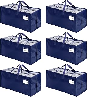 VENO 6 Pack Moving Bags w/Backpack Straps, Heavy Duty, Moving Boxes Alternative, Packing Supplies, Large Storage Totes for Dorm Room Essentials with Zipper for Clothes (Blue, 6 Pack)